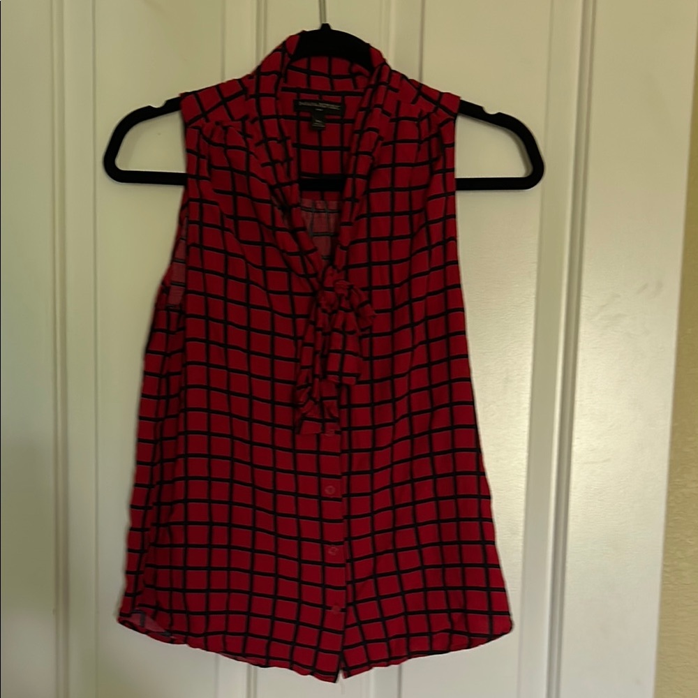 Banana Republic Red and Black Sleeveless Blouse